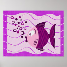 Impressão roxo das canvas da composição dos peixes
