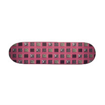 Impressões animais quadro de madeira cor-de-rosa f skate boards
