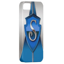 Inicial de prata e azul S do monograma do protetor Capas iPhone 5 Case-Mate