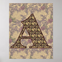 Inicial Monogrammed um poster floral elegante