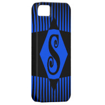 Inicial preta e azul S do monograma Capas iPhone 5 Case-Mate