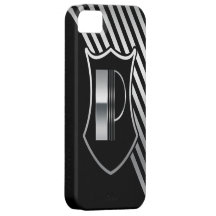 Inicial preta e de prata P do monograma Capas iPhone 5