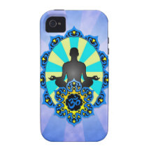 Ioga Aum da meditação, azul e amarelo