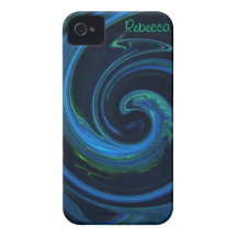 iPhone derretido 4 da onda do abstrato de Azurite  Capas De iPhone 4 Case-Mate