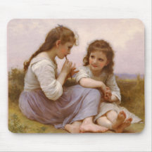 Irmãs e música da flauta por Bouguereau Mousepad