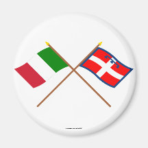 Italia e bandeiras cruzadas Piemonte Imãs De Refrigerador