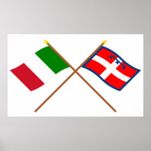 Italia e bandeiras cruzadas Piemonte Posters