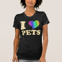 J LOVE PETS GOLD RAINBOW HEART 3D CAMISETAS