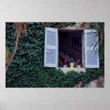 Janela com flores, Mougins, France Impressão