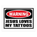 JESUS de advertência AMA MEU cartão dos TATUAGENS Cartões Postais
