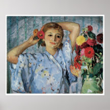 Jeune Femme Fleurs auxiliar, c.1915 Pôsteres