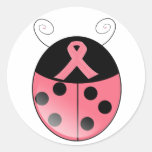 Joaninha cor-de-rosa adesivos redondos