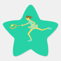 Jogador de ténis da estrela adesivo em forma de estrela