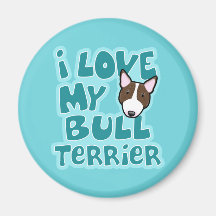 Kawaii eu amo meu bull terrier rajado imãs de refrigerador