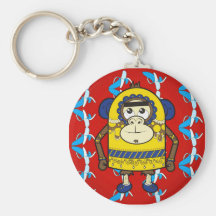 Keyring amarelo do macaco chaveiro