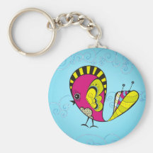 Keyring cor-de-rosa do pássaro chaveiros
