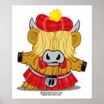 Kilt do vermelho da vaca das montanhas impressão