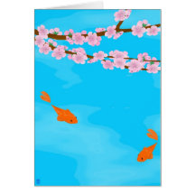 Koi e cartão de nota de Sakura