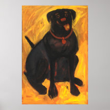 Labrador preto feliz posteres