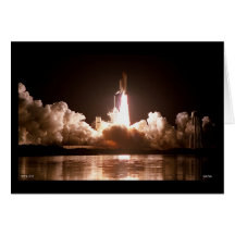 Lançamento do vaivém espacial da noite cartao