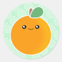 Laranja de Kawaii Adesivos Em Formato Redondos