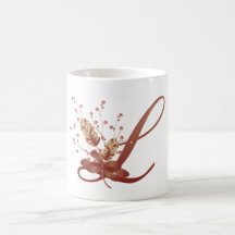 Letra L copo do monograma da acção de graças Caneca
