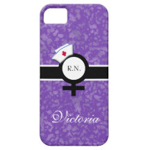 Lilac profundo+Sinal fêmea+Boné/nome da enfermeira Capas iPhone 5 Case-Mate