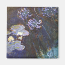 Lírios de água e Agapanthus - Claude Monet Imãs