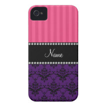 Listras roxas conhecidas personalizadas do rosa do capa de iPhone 4 Case-Mate