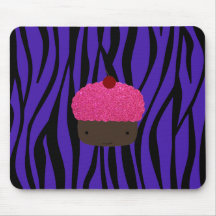 Listras roxas da zebra do cupcake cor-de-rosa do b mousepad