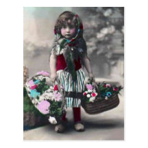 littlegirl do vintage cartão postal