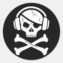 Logotipo da pirataria anti-RIAA do pirata da músic Adesivo