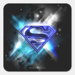 Logotipo de cristal Azul-Branco do superman Adesivos Quadrados