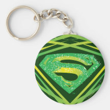 Logotipo decorativo verde do superman chaveiro