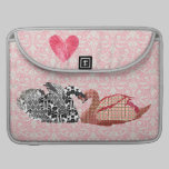 Luva cor-de-rosa de Mac Book do coração das cisnes capas para macbook da rickshaw