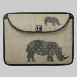 Luva de Macbook da silhueta dos rinocerontes preto capas para macbook da rickshaw