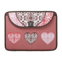 Luva de MacBook dos corações do damasco do dia dos Bolsas Para MacBook