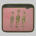 Luva verde-oliva cor-de-rosa do iPad dos girafas d capas para ipad da rickshaw