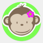 Macaco-menina-verde Adesivos Redondos