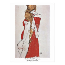 Mãe e filha por Egon Schiele Cartoes Postais