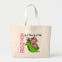 Mamã orgulhosa de 2 ervilhas em um vagem (meninas) bolsa para compra