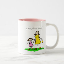 Mamães e mim menina (Brunette - nomes feitos sob e Caneca