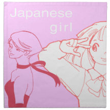 manga japão do desenho da menina guardanapos de pano