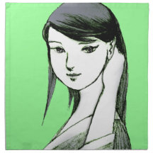 manga japão do desenho da menina guardanapos de pano