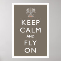 Mantenha a calma e voe no Dirigible de Steampunk n Posters