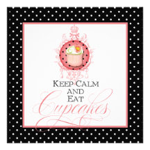 Mantenha calmo & coma cupcakes - partido dezesseis convites personalizado