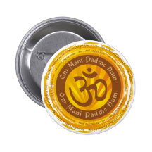 Mantra tibetana com símbolo de Aum Botons