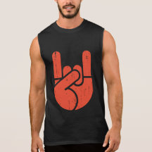 Mão universal da rocha - vermelho camiseta sem manga