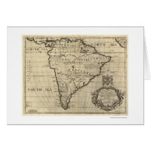Mapa 1700 de Ámérica do Sul Cartões