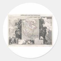 Mapa 1852 de America do Norte Adesivos Em Formato Redondos